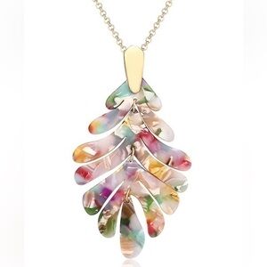 Leaf Shape Acrylic Necklace NWT